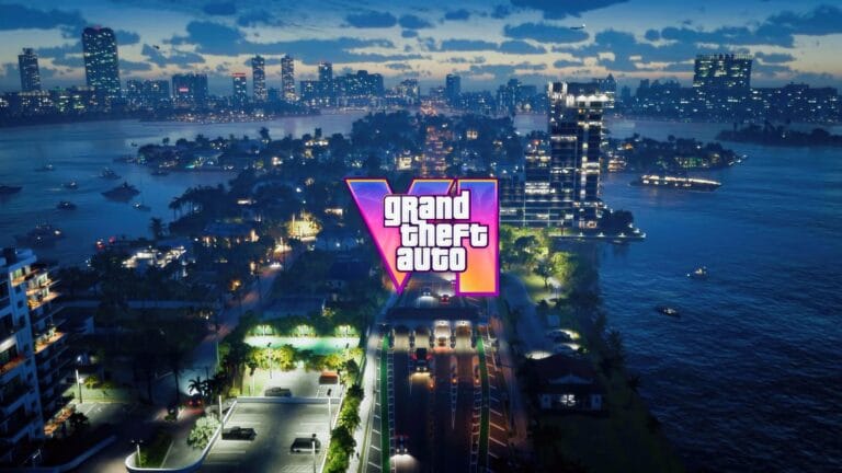 GTA VI - City skyline with neon lights at night